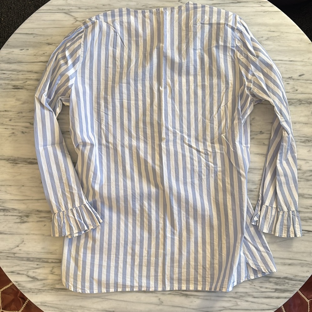 Ganni Blue and White Striped Wrap Blouse - Picture 7 of 8